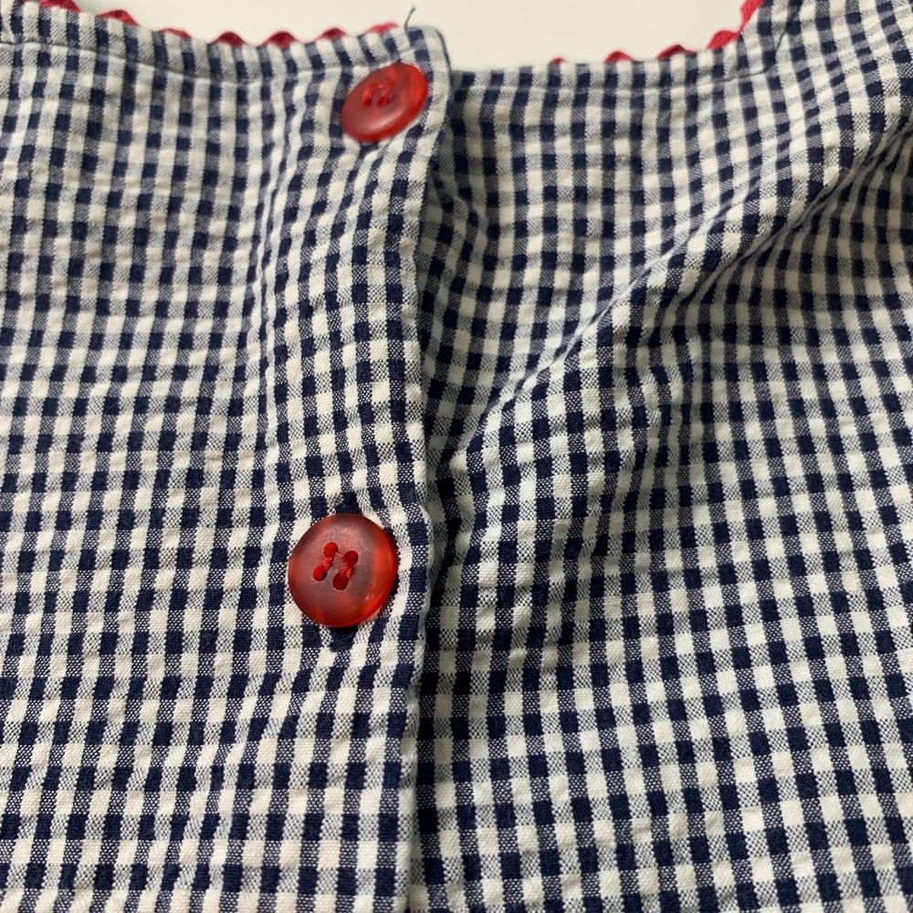 Vintage Growing Up Lord And Taylor Red And Blue Gingham Sleeveless Dress Girls M - Picture 10 of 10